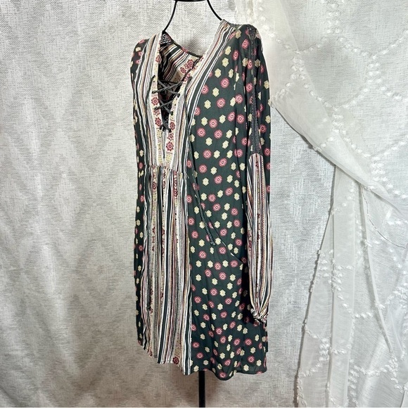 Free People Pebble Rain balloon sleeve printed mini boho dress size XS - Picture 12 of 13